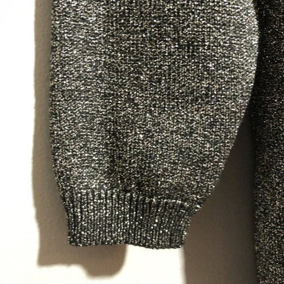 Jeanne Pierre Wool Sweater Lambswool Jumper Women Size M Cowl Mock Metallic Y2K - Picture 6 of 12